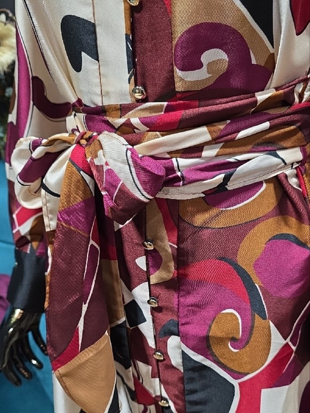 NEW! Zara Abstract Print Button Up Maxi Dress in Magenta, Brown and Black - Picture 6 of 13